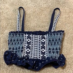 Blue Crop Top with pattern and thick straps